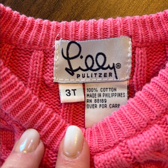 Vintage Lilly Pulitzer Vibrant Pink Cable Knit Sweater 3t - Picture 2 of 3